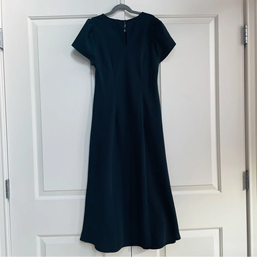 NWOT J. Crew 2023 Sustainable Black Cap Sleeve Key Hole Back Maxi Dress Sheath